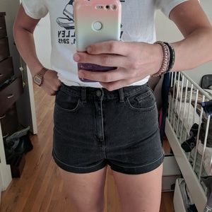 Black denim topshop high waisted shorts